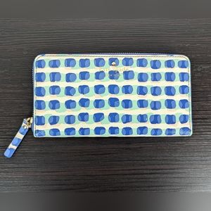 Kate Spade Large Zip Around Wallet Multicolored Blue, Green, Pink NWOT